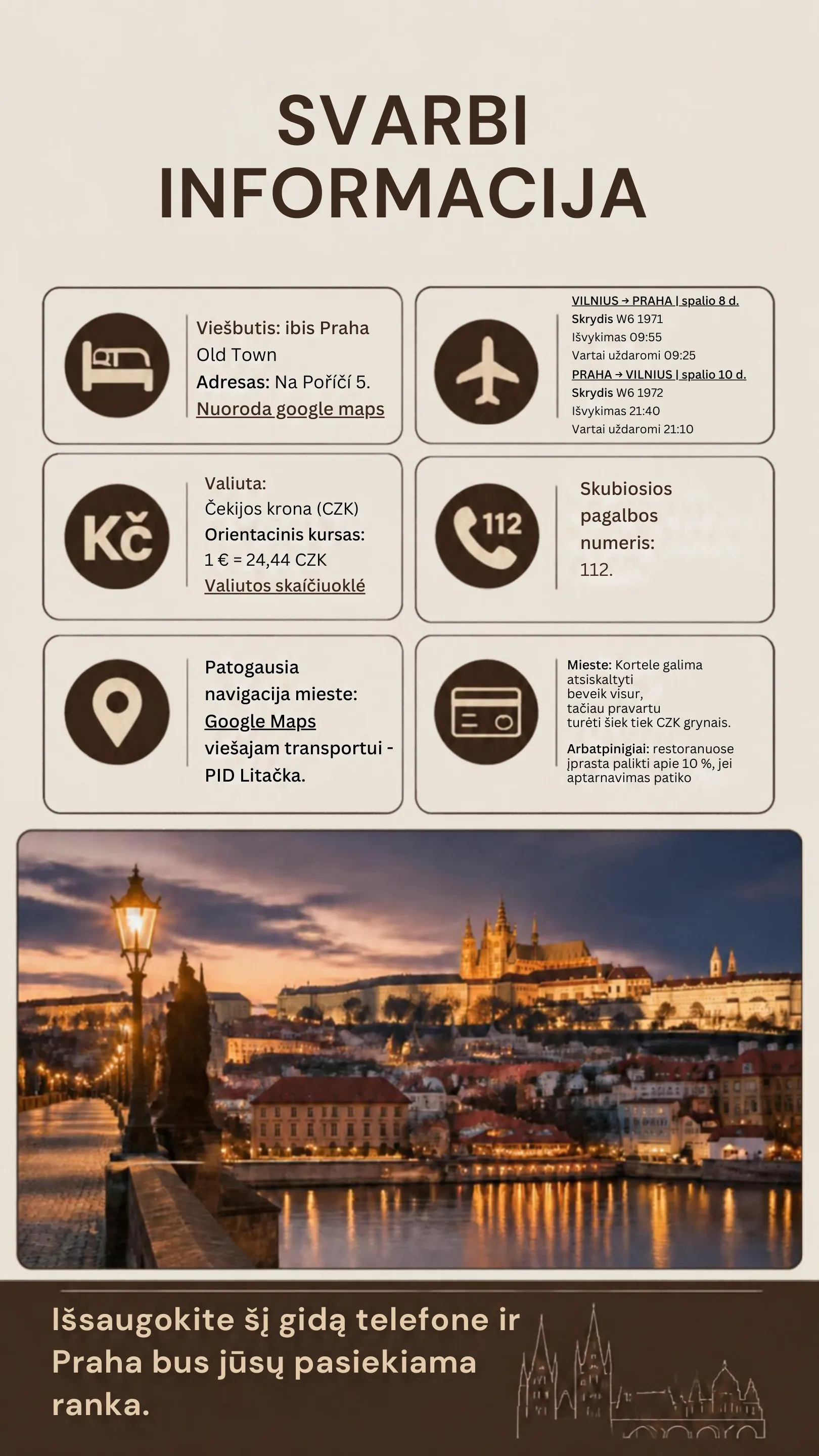 Prahos miesto gidas, 3 puslapis. Svarbi informacija.